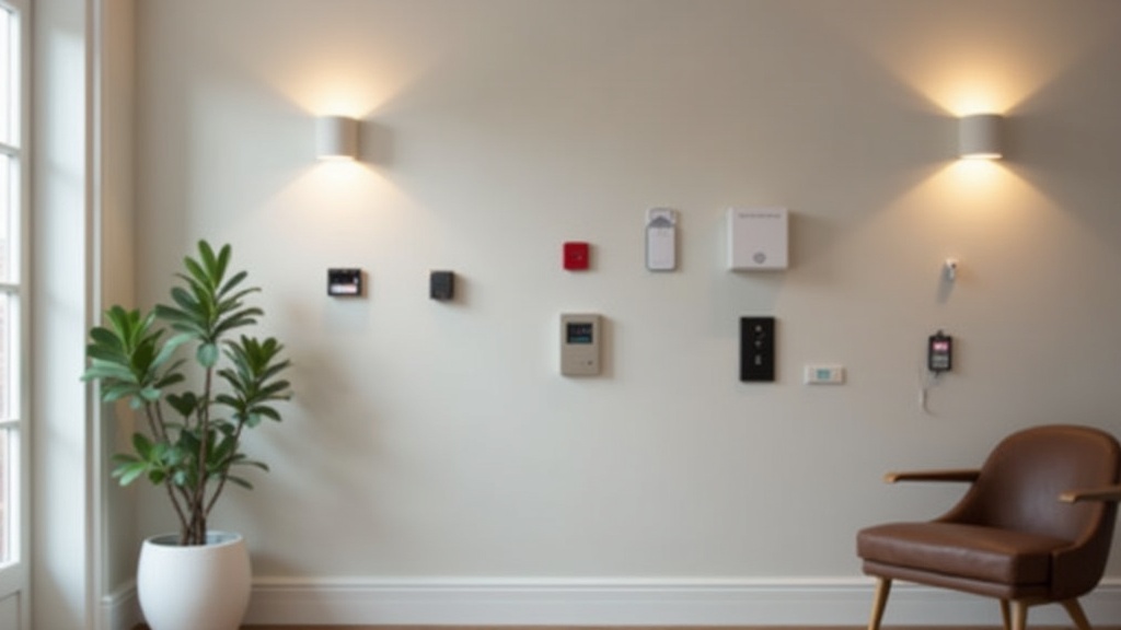 A modern, accessible home interior with visible smart home security devices and features